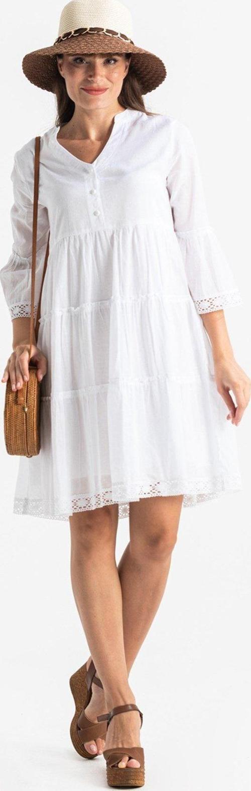 Şeyma Vual Kısa Yazlık Elbise Beyaz Byz