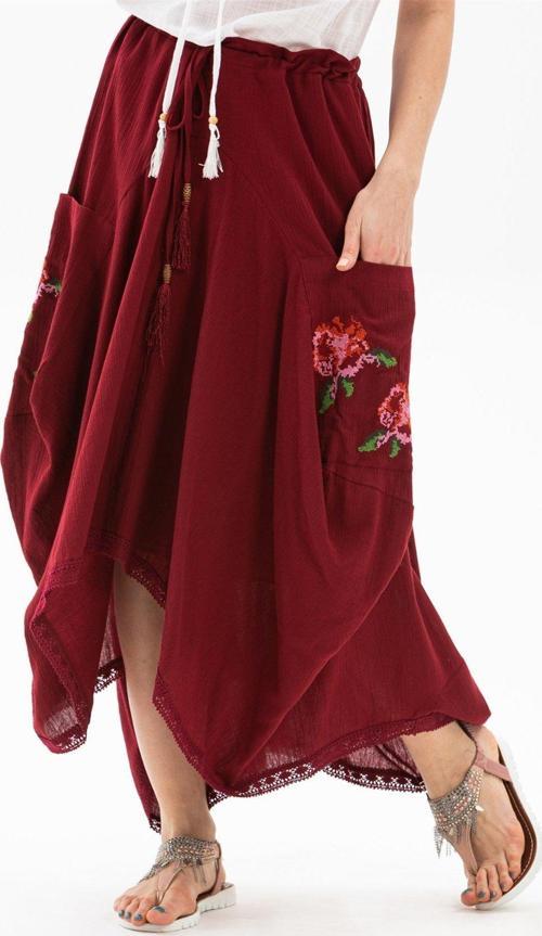 Rumeli Şile Bezi Yazlık Otantik Etek Bordo Brd