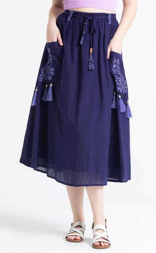 Nil Vual Midi Boy Yazlık Etek Mor Mor