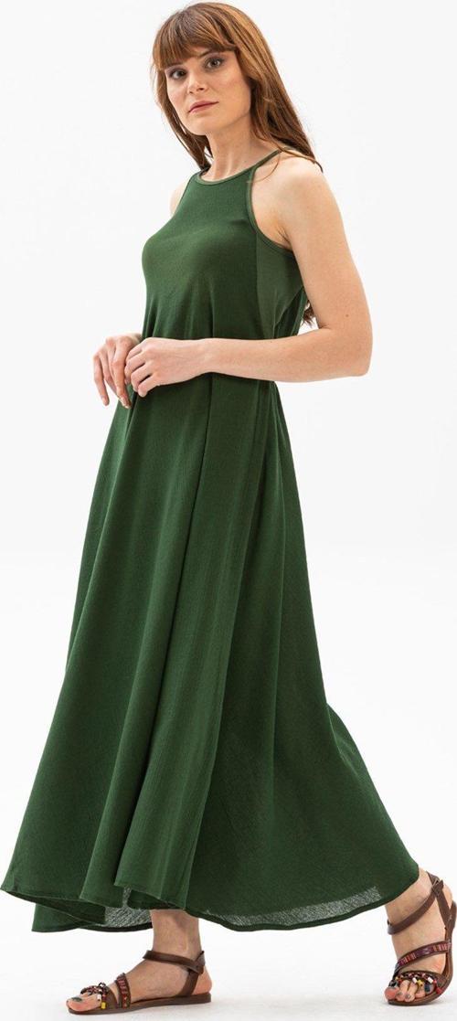 Askılı Şile Bezi Sima Uzun Yazlık Elbise Yeşil Ysl