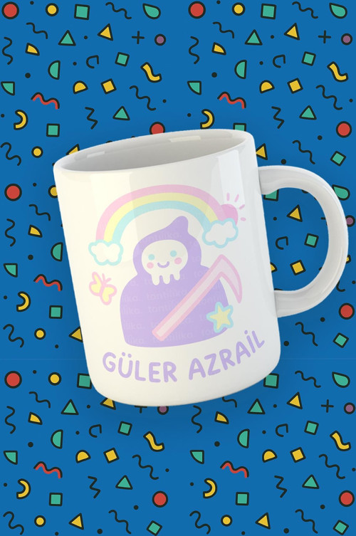 Blupiki Koleksiyonu Güler Azrail Pastel Renkli Komik Kupa