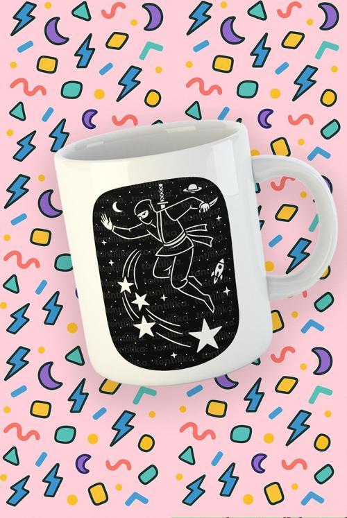 Blupiki Koleksiyonu Uzayda Yıldızlarla Dans Eden Ninja Kupa