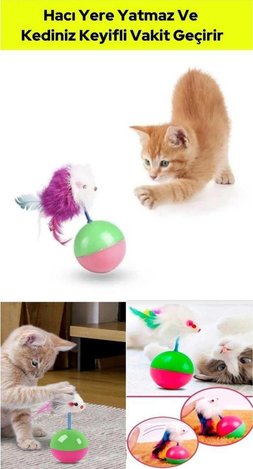 Kedi Oyuncağı Tüylü Fare Hacı Yatmaz Topu Evcil Hayvan Oyuncağı