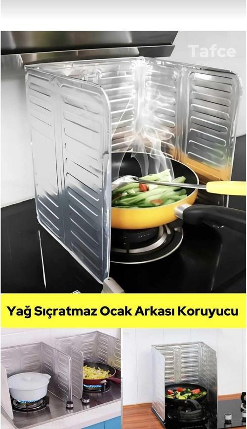 Ocak Yağ Koruyucu Alüminyum Folyo Yanma Leke Önleyici Katlanır Yıkanabilir Folyo 1 Adet  (32*5*84)