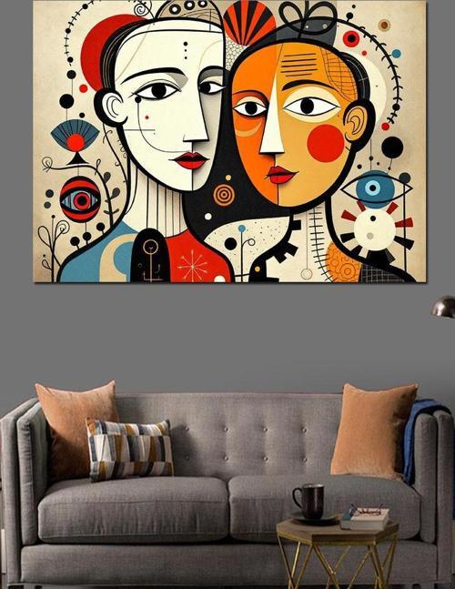 Soyut Yüzler Ve Sanat Dekoratif Kanvas - Mdf Ahşap Tablo