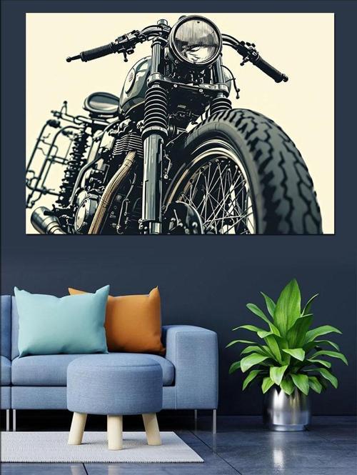 Retro Klasik Motosiklet Dekoratif Kanvas - Mdf Ahşap Tablo
