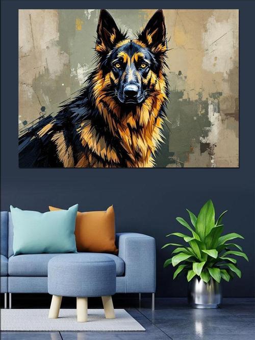 Sert Bakışlı Alman Kurdu Dekoratif Kanvas - Mdf Ahşap Tablo