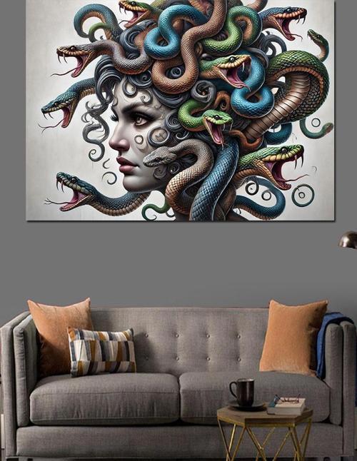 Yılan Saçlı Medusa Kadın Dekoratif Kanvas - Mdf Ahşap Tablo