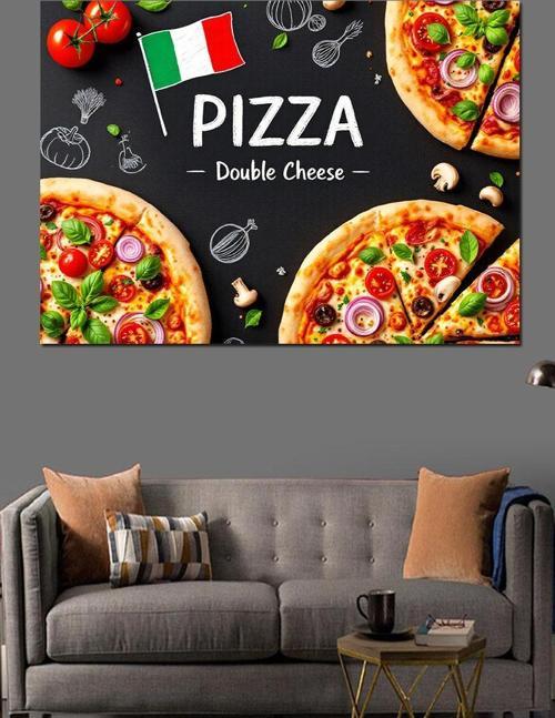 Lezzetli Pizza Reklamı Dekoratif Kanvas - Mdf Ahşap Tablo