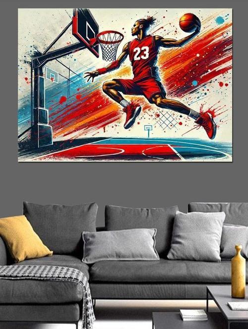 Basket Atan Sporcu Dekoratif Kanvas - Mdf Ahşap Tablo