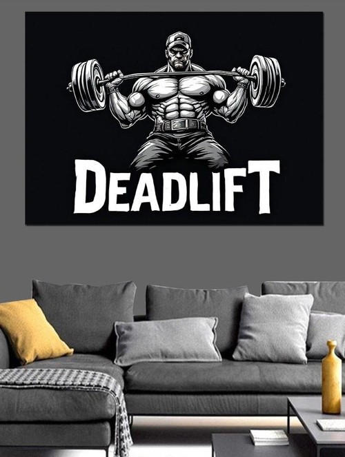 Ağırlık Çalışan Deadlift Posteri Dekoratif Kanvas - Mdf Ahşap Tablo