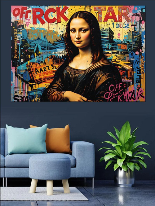Graffiti Mona Lisa Dekoratif Kanvas - Mdf Ahşap Tablo