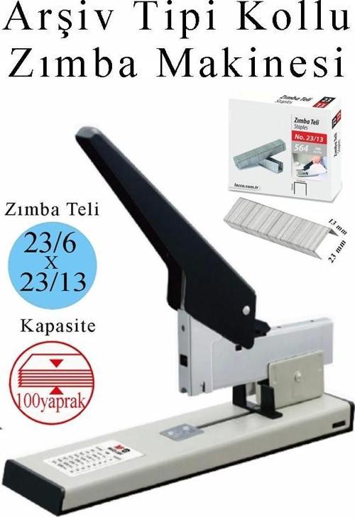 Büyük Boy Zımba Makinesi 1 Adet Arşiv Tipi Zımba Makinası 100 Yaprak Kapasiteli Zımba Teli Hediyeli Kollu Zımba Makinası