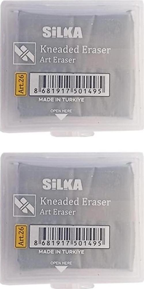 Hamur Silgi Gri Kutulu 2 Paket Silka Hamur Silgi Çizim Silgisi Yoğrulabilir Silgi Plastik Kutulu