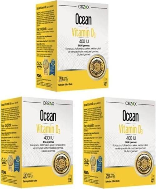 Orzax Ocean D Vitamini Desteği - Vitamin D3 400 Iu Sprey 20 ml X3 Adet