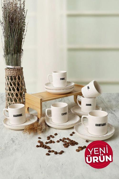Deep Collection Mottolu Nordic Kahve Takımı 12 Parça 6 Kişilik 22650-55
