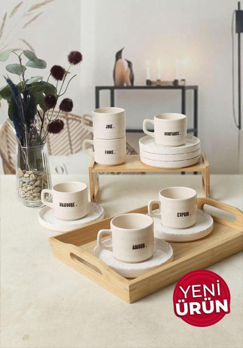 Deep Collection Mottolu Stackable Çay Takımı 12 Parça 6 Kişilik 22650-55
