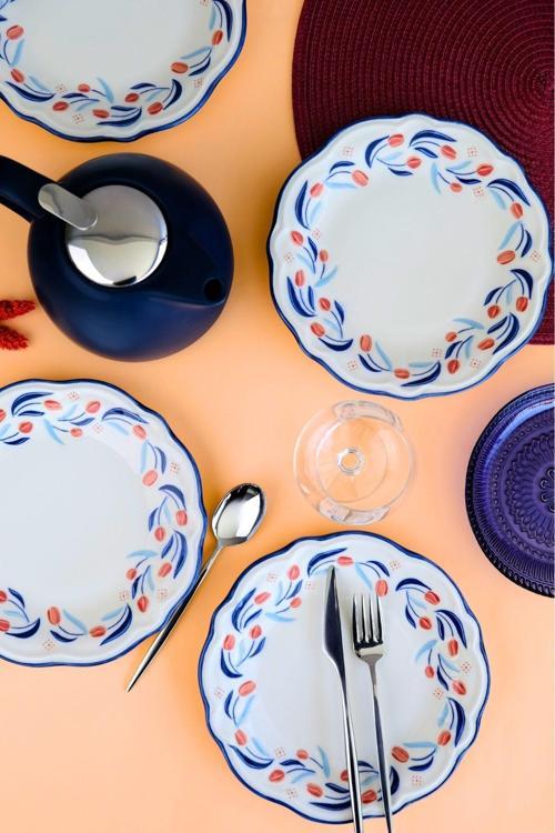 Tulip Fulya Pasta Takımı Rimli 21cm 4 Kişilik 4 Parça FLY4PTPRS1157