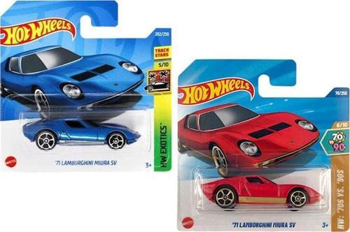 2 Araç Hot Wheels 71 Lamborghini Miura Sv Set - Lacivert & Kırmızı (1/64)
