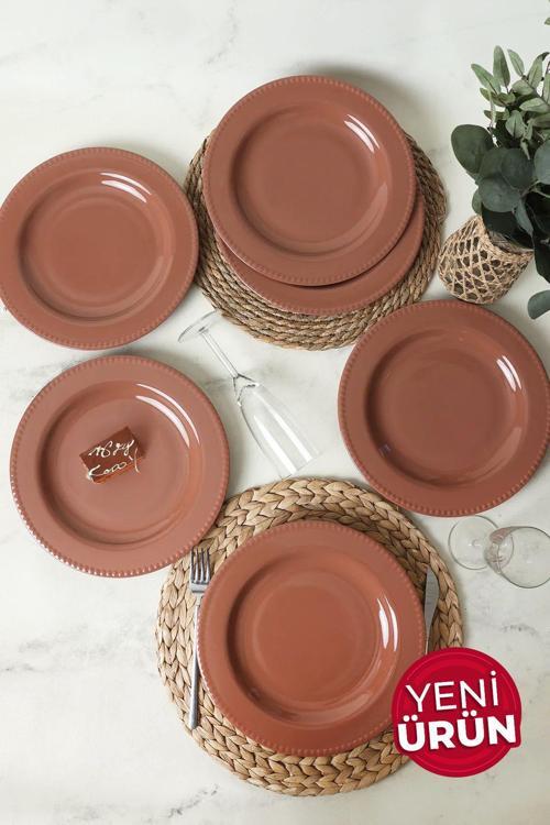 Kahverengi Bella Servis Tabağı 27 Cm 6 Adet 605