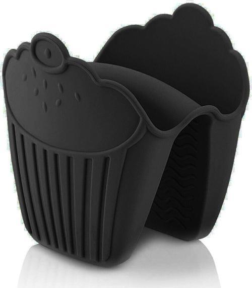 Silikon Fırın Eldiveni Isı Yalıtımlı Kaymaz Mikrodalga Fırın Tencere Tepsi Siyah