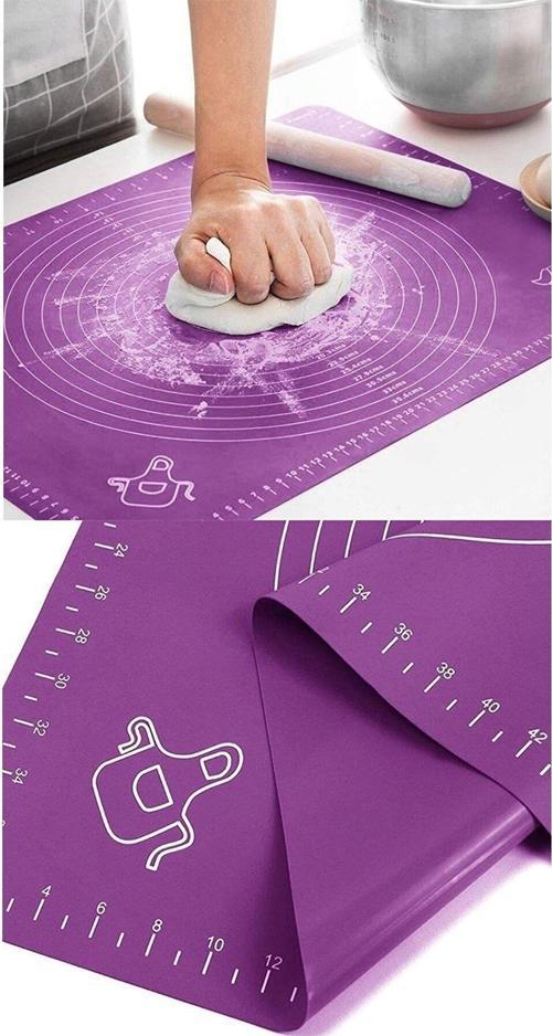 Mor Silikon Hamur Açma Matı Büyük Boy 50x40