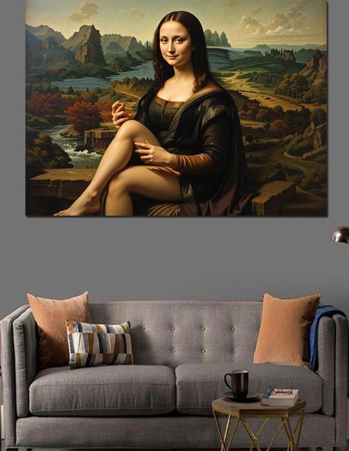 Komik Mona Lisa Dekoratif Kanvas - Mdf Ahşap Tablo