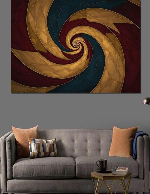 Spiral Desenli Soyut Arka Plan Dekoratif Kanvas - Mdf Ahşap Tablo