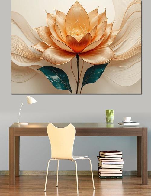 Işıklı Şeffaf Lotus Çiçeği Dekoratif Kanvas - Mdf Ahşap Tablo
