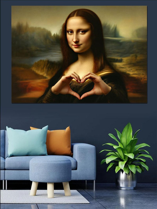 Mona Lisa Kalp Yapan Dekoratif Kanvas - Mdf Ahşap Tablo