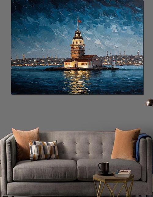 Kız Kulesi İstanbul Manzarası Dekoratif Kanvas - Mdf Ahşap Tablo