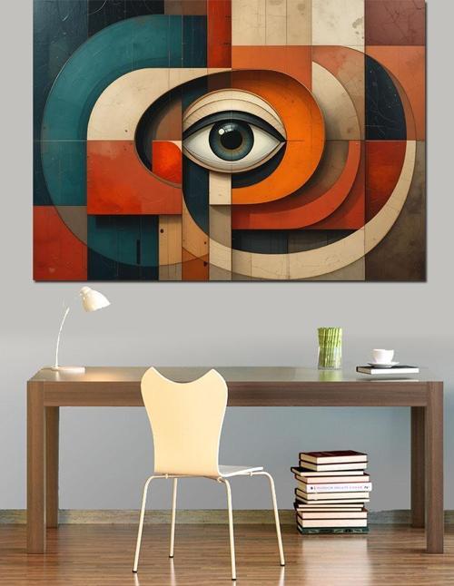 Soyut Geometrik Desen Dekoratif Kanvas - Mdf Ahşap Tablo