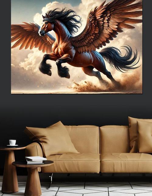 Kanatlı Efsanevi Pegasus Dekoratif Kanvas - Mdf Ahşap Tablo