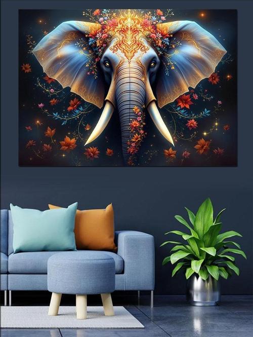 Patlayan Renkli Fil İllüstrasyonu Dekoratif Kanvas - Mdf Ahşap Tablo