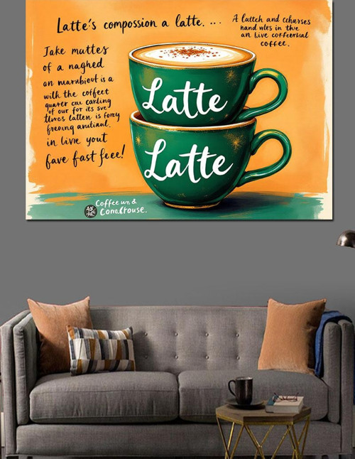 Latte Ve Şiir Dekoratif Kanvas - Mdf Ahşap Tablo