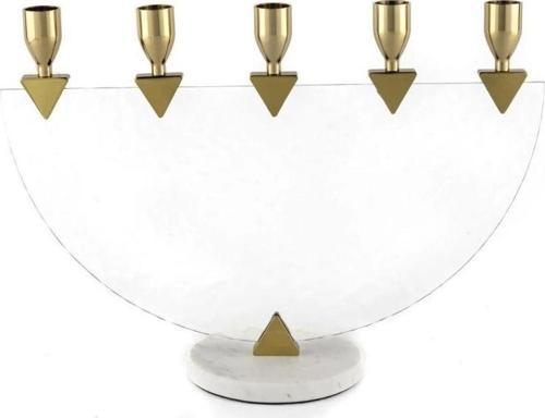 Gold 5li Cam Şamdan 37x12x27cm