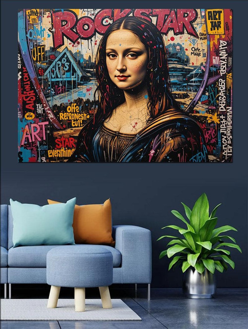 Graffiti Tarzı Mona Lisa Dekoratif Kanvas - Mdf Ahşap Tablo