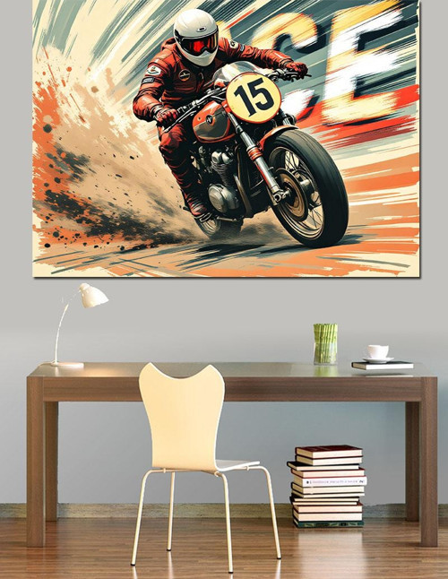 Hızlı Motor Yarışı Dekoratif Kanvas - Mdf Ahşap Tablo