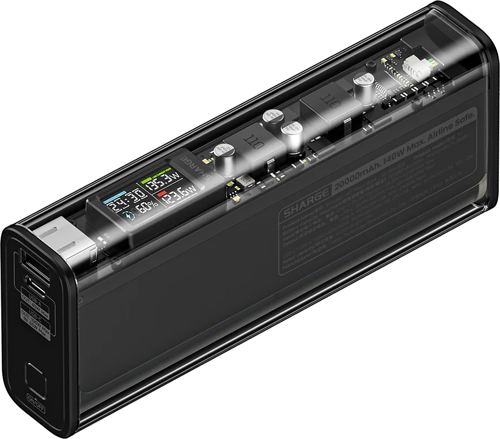 140W - Yüksek Güçlü ve Şeffaf Tasarımlı Powerbank - Siyah