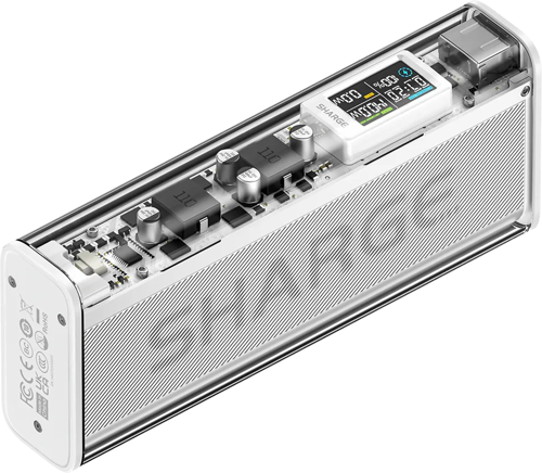 140W - Yüksek Güçlü ve Şeffaf Tasarımlı Powerbank - Gümüş