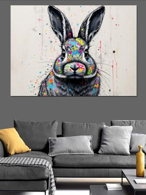 Soyut Renkli Tavşan Portresi Dekoratif Kanvas - Mdf Ahşap Tablo