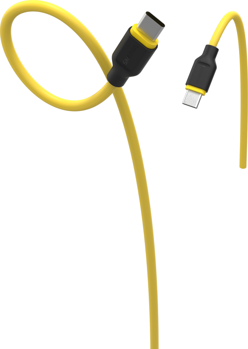Phantom USB-C to USB-C 100W Ekstra Elastik Hızlı Şarj Kablosu - Sarı