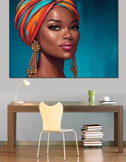 Sarı Türbanlı Kadın Dekoratif Kanvas - Mdf Ahşap Tablo