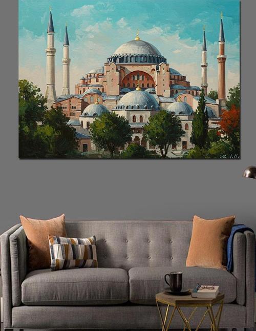 Ayasofya Ve İstanbul Manzarası Dekoratif Kanvas - Mdf Ahşap Tablo