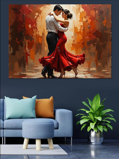 Tutkulu Tango Dans Eden Çift Dekoratif Kanvas - Mdf Ahşap Tablo