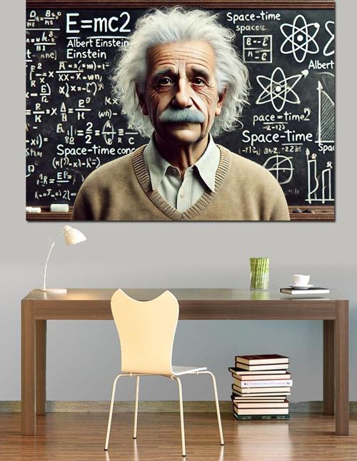 Einstein Ve Formüller Dekoratif Kanvas - Mdf Ahşap Tablo