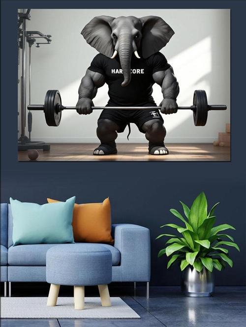 Ağırlık Çalışan Fil Adam Dekoratif Kanvas - Mdf Ahşap Tablo