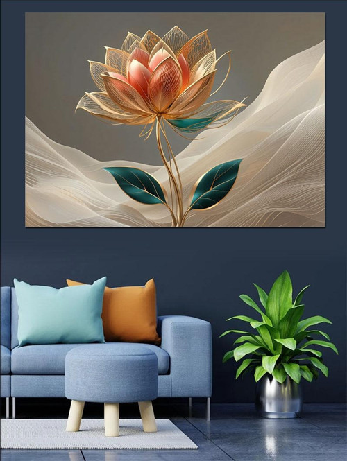 Lotus Çiçeği Dingin Stil Dekoratif Kanvas - Mdf Ahşap Tablo