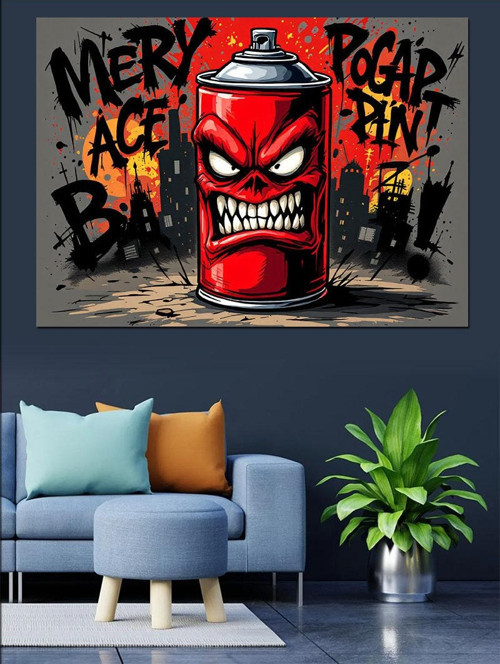 Graffiti Sprey Kafası Dekoratif Kanvas - Mdf Ahşap Tablo