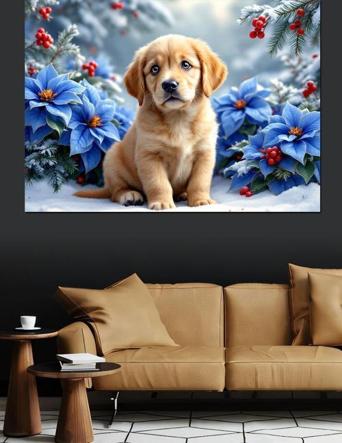 Yavru Köpek Sevgisi Dekoratif Kanvas - Mdf Ahşap Tablo